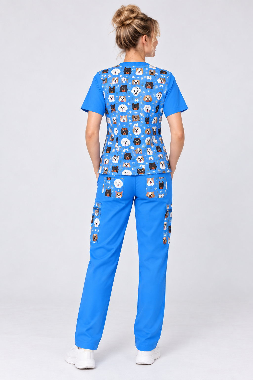 Puppy Blue Scrub Top