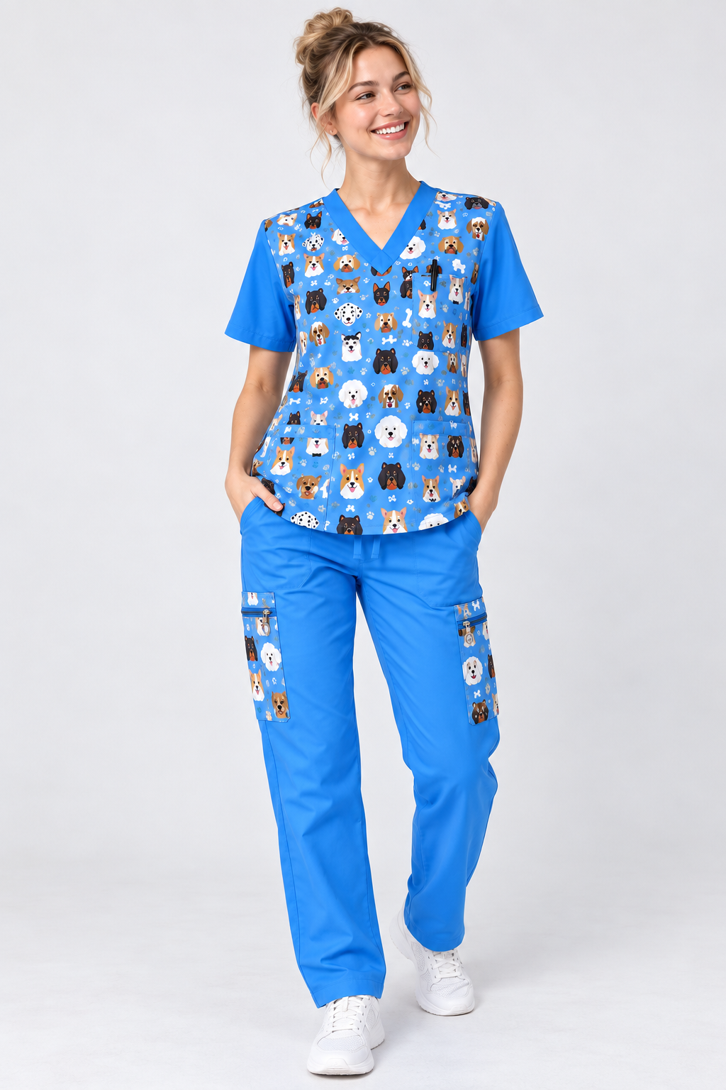 Puppy Blue Scrub Set